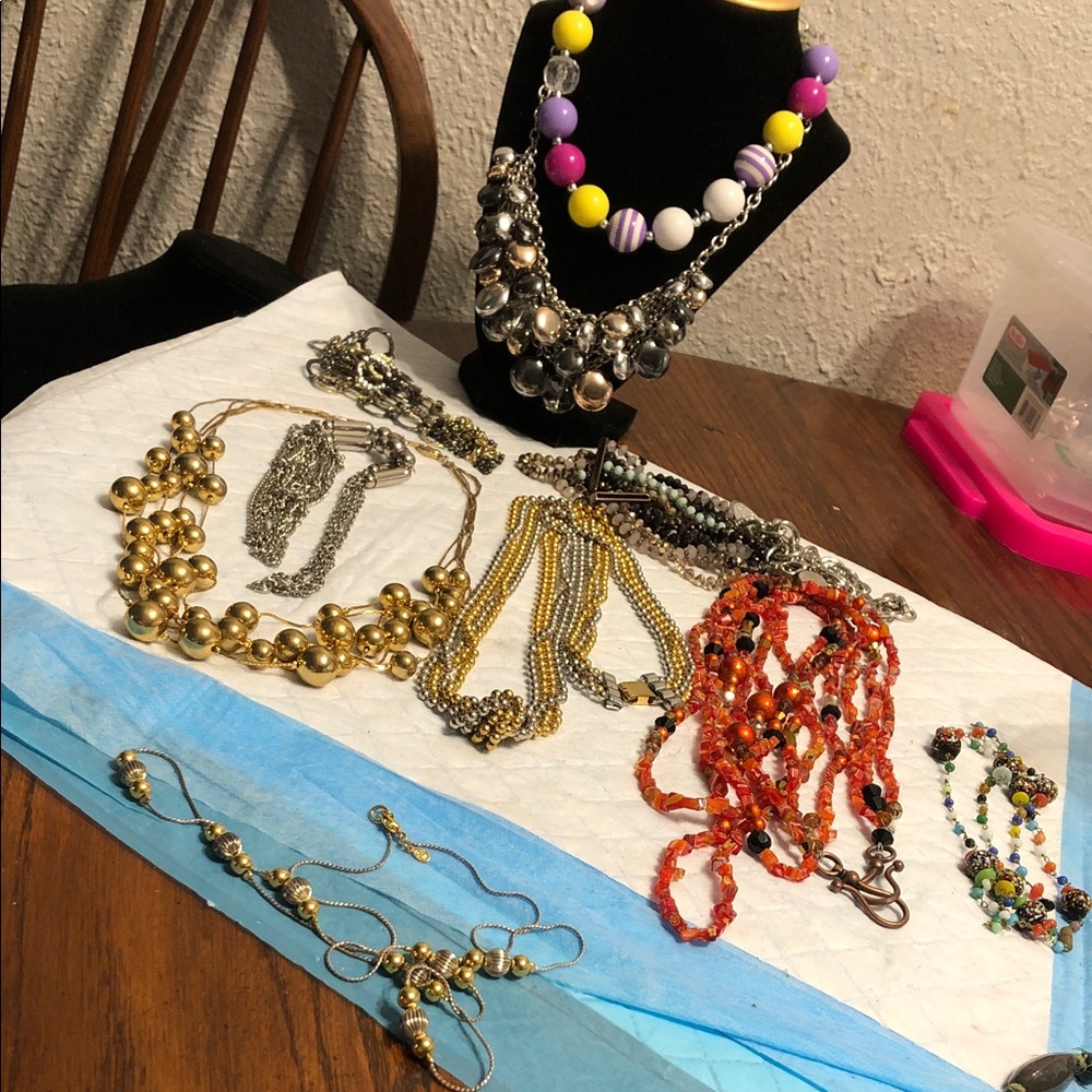 Mixed Women’s Statement Necklaces in Yellow, Purple, White, Gold, Orange